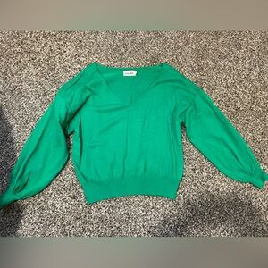 Line & Dot Emerald Green V-Neck Sweatshirt
